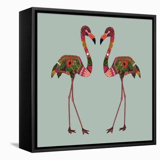 Flamingos Seafoam-Sharon Turner-Framed Stretched Canvas