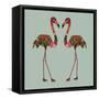 Flamingos Seafoam-Sharon Turner-Framed Stretched Canvas