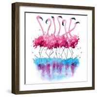 Flamingos Watercolor Painting-Kamieshkova-Framed Art Print