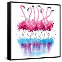 Flamingos Watercolor Painting-Kamieshkova-Framed Stretched Canvas