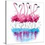 Flamingos Watercolor Painting-Kamieshkova-Stretched Canvas