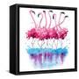 Flamingos Watercolor Painting-Kamieshkova-Framed Stretched Canvas