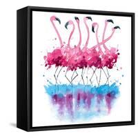 Flamingos Watercolor Painting-Kamieshkova-Framed Stretched Canvas