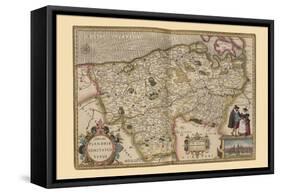 Flanders, Belgium Map-Pieter Van der Keere-Framed Stretched Canvas