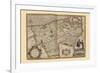 Flanders, Belgium Map-Pieter Van der Keere-Framed Premium Giclee Print