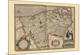 Flanders, Belgium Map-Pieter Van der Keere-Mounted Premium Giclee Print
