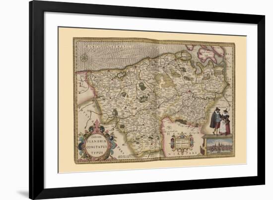 Flanders, Belgium Map-Pieter Van der Keere-Framed Art Print