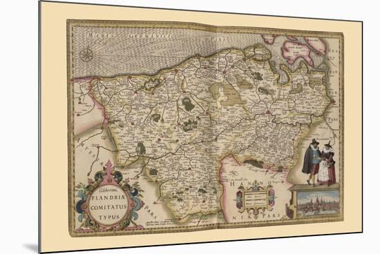 Flanders, Belgium Map-Pieter Van der Keere-Mounted Art Print