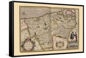 Flanders, Belgium Map-Pieter Van der Keere-Framed Stretched Canvas