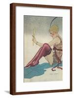 Flapper Admiring Herself in Mirror-null-Framed Art Print