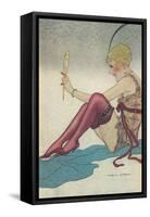 Flapper Admiring Herself in Mirror-null-Framed Stretched Canvas