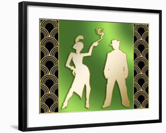 Flapper And The Gangster-Art Deco Designs-Framed Giclee Print