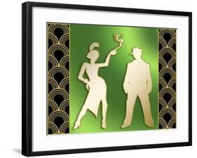 Flapper And The Gangster-Art Deco Designs-Framed Giclee Print