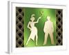 Flapper And The Gangster-Art Deco Designs-Framed Giclee Print