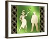 Flapper And The Gangster-Art Deco Designs-Framed Giclee Print