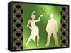 Flapper And The Gangster-Art Deco Designs-Framed Stretched Canvas