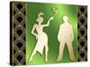 Flapper And The Gangster-Art Deco Designs-Stretched Canvas