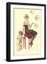 Flapper Blowing Bubbles-null-Framed Art Print