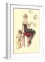 Flapper Blowing Bubbles-null-Framed Art Print