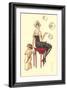 Flapper Blowing Bubbles-null-Framed Art Print