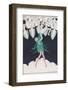 Flapper in a Green Dress Dances in Front of a Group of Men in Evening Dress-Andree Sikorska-Framed Photographic Print