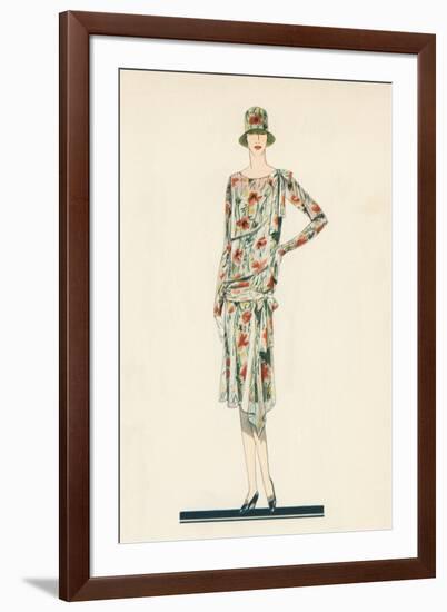 Flapper in an Afternoon Dress, 1928 (Screen Print)-American School-Framed Giclee Print