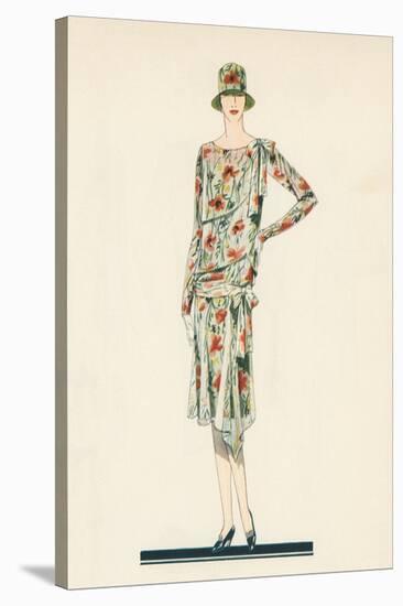 Flapper in an Afternoon Dress, 1928 (Screen Print)-American School-Stretched Canvas
