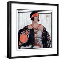 "Flapper in Shawl and Beads,"January 19, 1924-G Moore-Framed Giclee Print