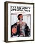 "Flapper in Shawl and Beads," Saturday Evening Post Cover, January 19, 1924-G. Moore-Framed Giclee Print