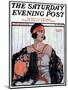 "Flapper in Shawl and Beads," Saturday Evening Post Cover, January 19, 1924-G. Moore-Mounted Giclee Print