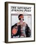 "Flapper in Shawl and Beads," Saturday Evening Post Cover, January 19, 1924-G. Moore-Framed Premium Giclee Print