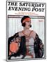 "Flapper in Shawl and Beads," Saturday Evening Post Cover, January 19, 1924-G. Moore-Mounted Premium Giclee Print