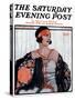 "Flapper in Shawl and Beads," Saturday Evening Post Cover, January 19, 1924-G. Moore-Stretched Canvas