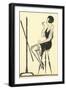 Flapper Putting on Lipstick-Found Image Press-Framed Giclee Print