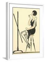 Flapper Putting on Lipstick-Found Image Press-Framed Giclee Print