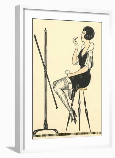 Flapper Putting on Lipstick-Found Image Press-Framed Giclee Print