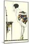 Flapper Smoking in Front of Mirror-null-Mounted Art Print