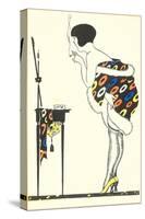 Flapper Smoking in Front of Mirror-Found Image Press-Stretched Canvas