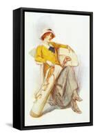 Flapper with Bag of Golf Clubs-null-Framed Stretched Canvas