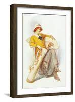 Flapper with Bag of Golf Clubs-null-Framed Art Print