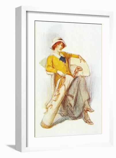 Flapper with Bag of Golf Clubs-null-Framed Art Print