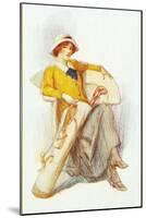 Flapper with Bag of Golf Clubs-null-Mounted Art Print