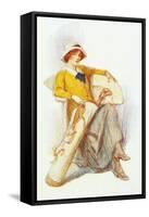 Flapper with Bag of Golf Clubs-null-Framed Stretched Canvas