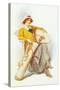 Flapper with Bag of Golf Clubs-null-Stretched Canvas