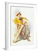 Flapper with Bag of Golf Clubs-null-Framed Art Print