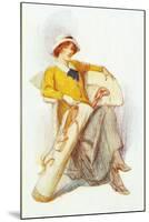Flapper with Bag of Golf Clubs-null-Mounted Art Print