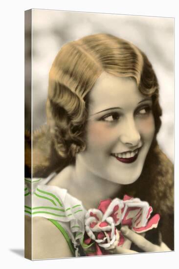 Flapper with Flowers-null-Stretched Canvas