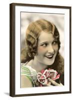 Flapper with Flowers-null-Framed Art Print