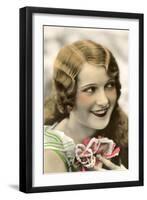Flapper with Flowers-null-Framed Art Print