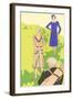 Flappers golfing-null-Framed Art Print